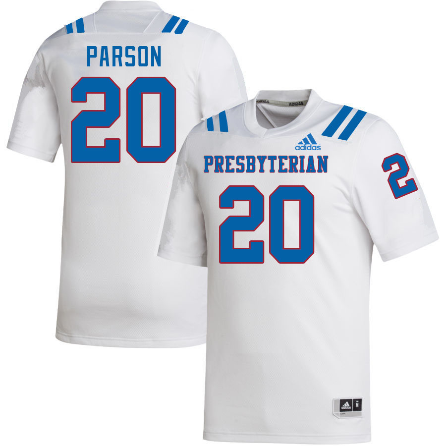 Men-Youth #20 Dealo Parson Presbyterian Blue Hose 2023 College Football Jerseys Stitched Sale-White
